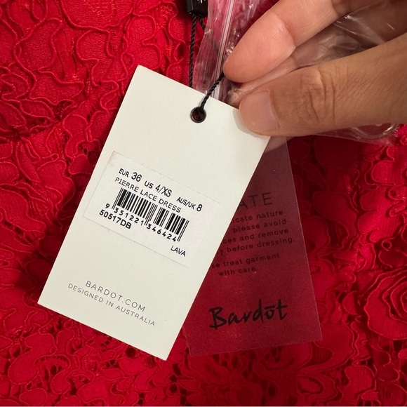 Bardot Pierre Lace Dress in Lava Red Size XS - Picture 12 of 16